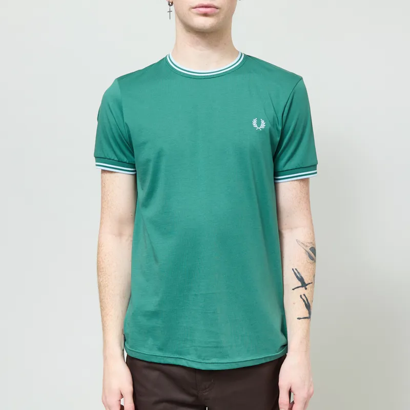 Fred Perry Twin Tipped T Shirt Sport Green Light Ice