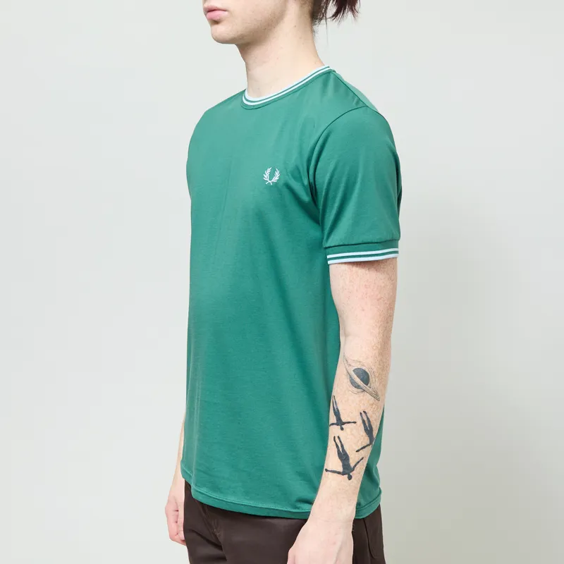 Fred Perry Twin Tipped T Shirt Sport Green Light Ice-1