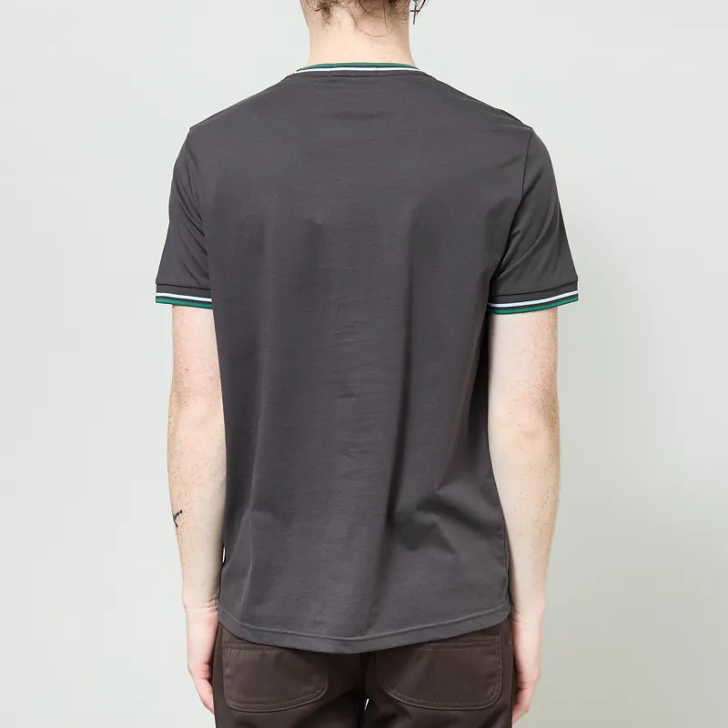 Fred Perry Twin Tipped T Shirt Anchor Grey Light Ice Sport Green-2