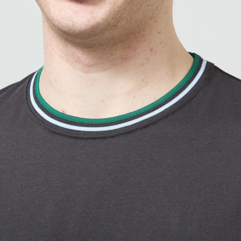Fred Perry Twin Tipped T Shirt Anchor Grey Light Ice Sport Green-3