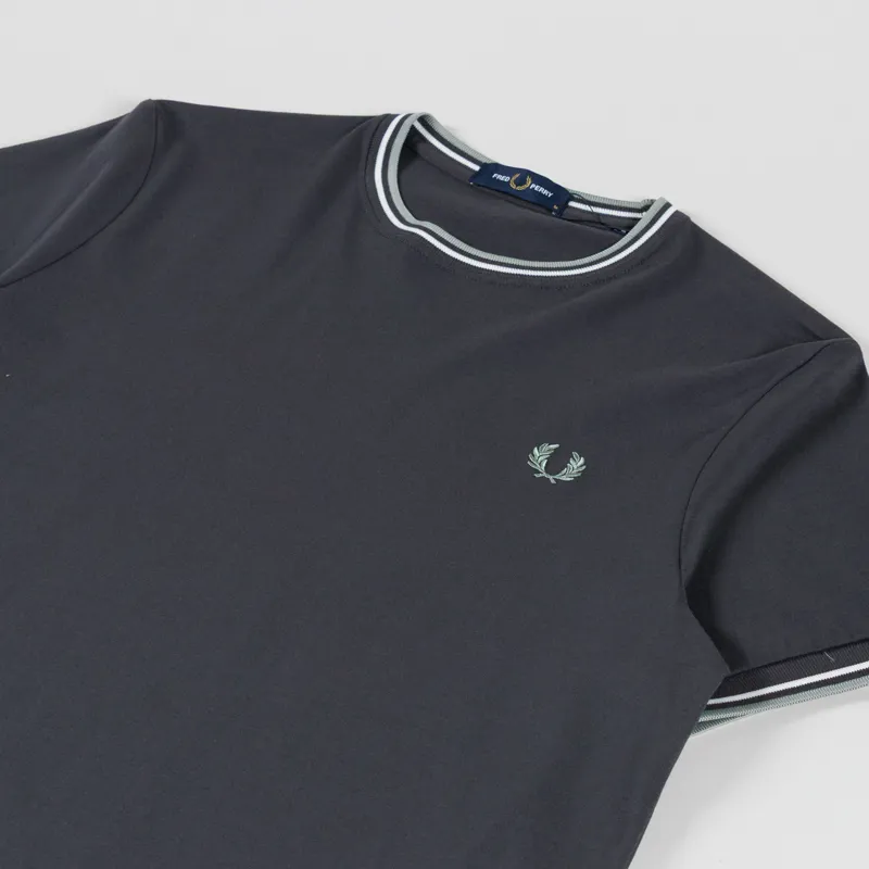 Fred Perry Twin Tipped T Shirt Anchor Grey Ecru Seagrass-1