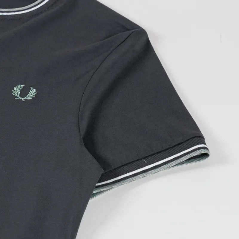 Fred Perry Twin Tipped T Shirt Anchor Grey Ecru Seagrass-4