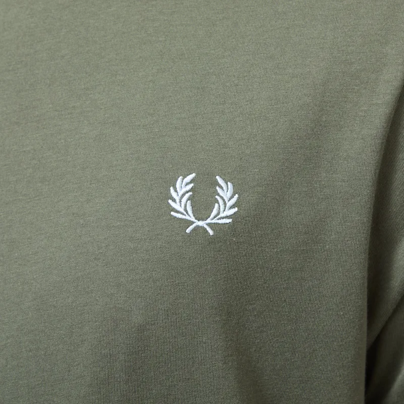 Fred Perry Twin Tipped T Shirt Laurel Wreath Green Ecru Dusky Blue-5