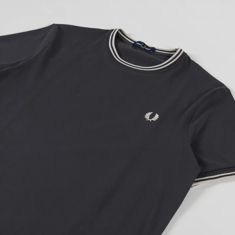 Fred Perry Twin Tipped T Shirt Anchor Grey Oatmeal-1