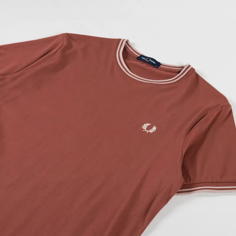 Fred Perry Twin Tipped T Shirt Whisky Brown Porridge Marl-1