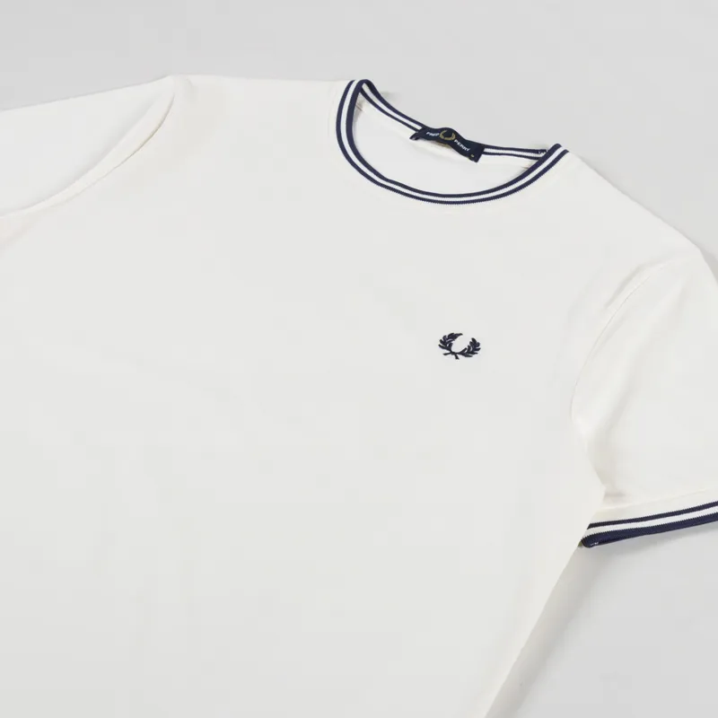 Fred Perry Twin Tipped T Shirt Ecru Tennis Blue-1