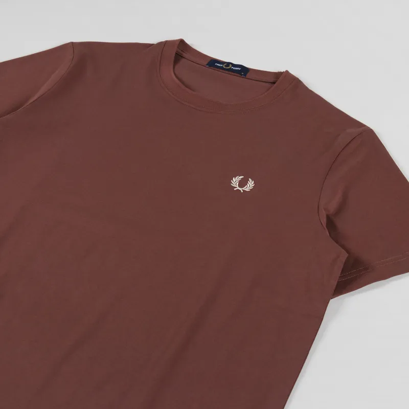 Fred Perry Crew Neck T Shirt Whisky Brown Porridge Marl-1