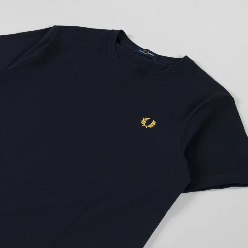 Fred Perry Crew Neck T Shirt Navy Honeycomb-1