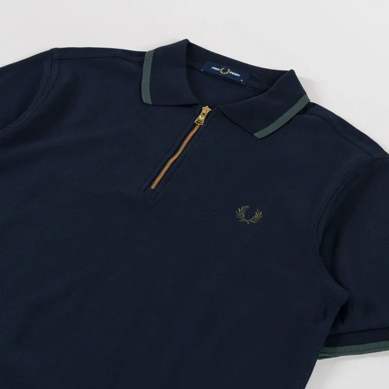 Fred Perry Crepe Pique Polo Shirt Navy-1