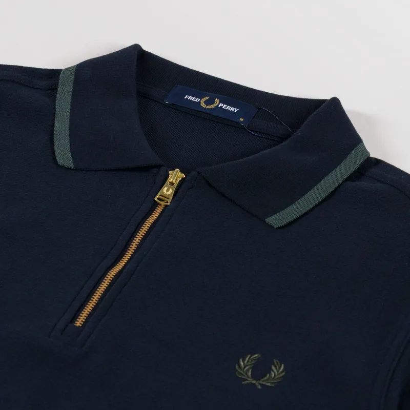 Fred Perry Crepe Pique Polo Shirt Navy-2