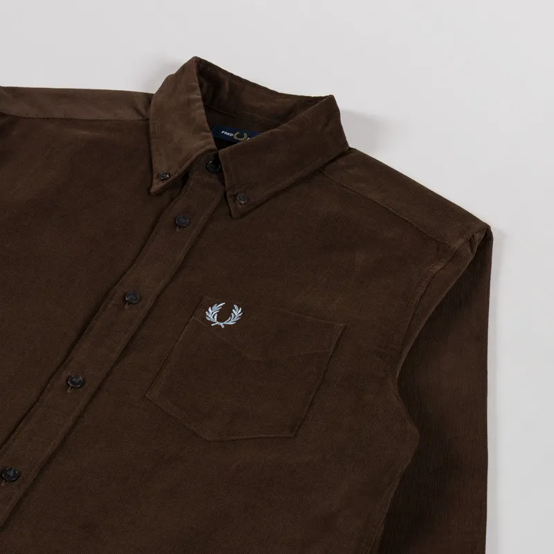 Fred Perry Needle Cord Shirt Burnt Tobacco-2