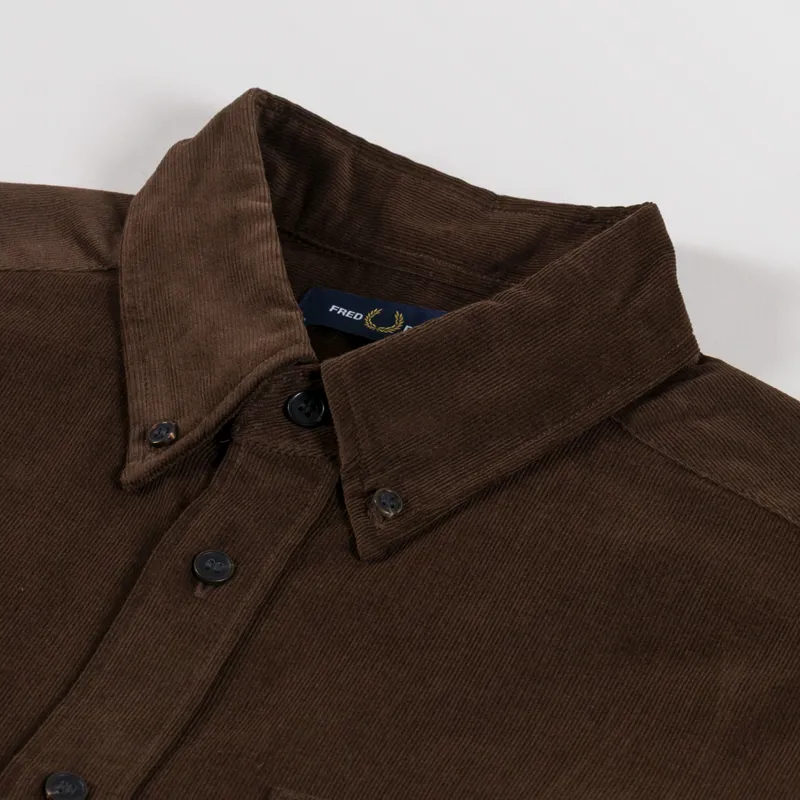 Fred Perry Needle Cord Shirt Burnt Tobacco-4