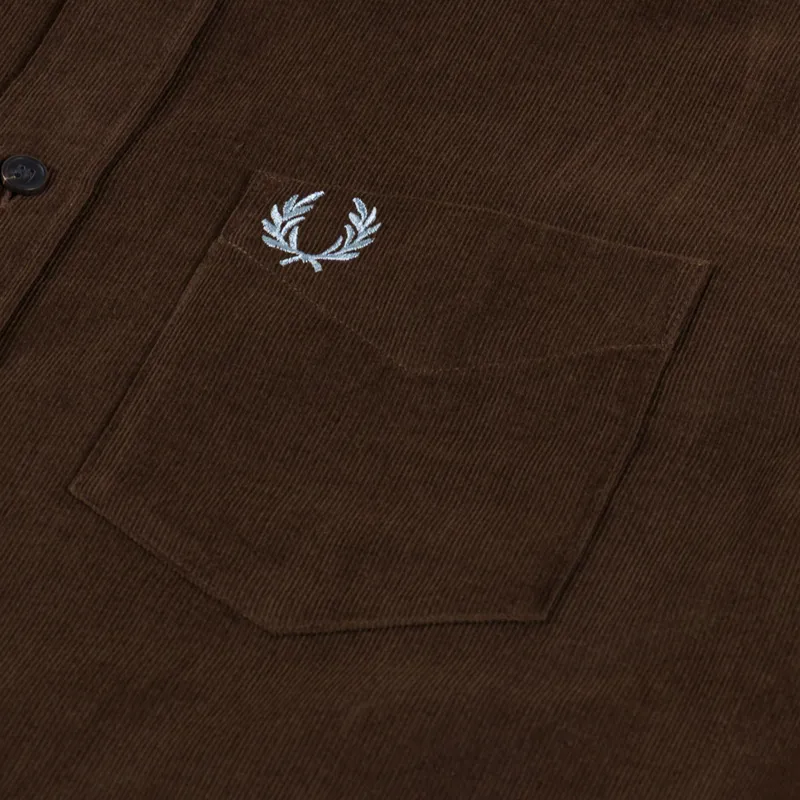 Fred Perry Needle Cord Shirt Burnt Tobacco-5