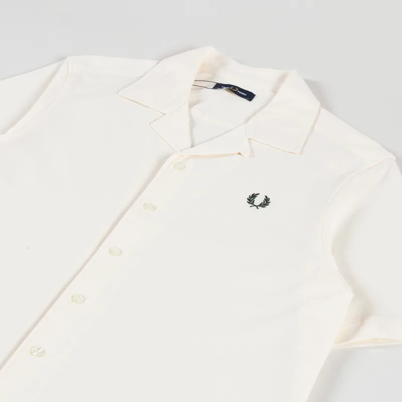 Fred Perry Compress Mesh Revere Collar Shirt Ecru-1