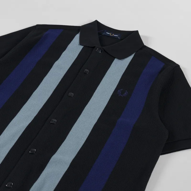 Fred Perry Vertical Stripe Polo Shirt Black-1