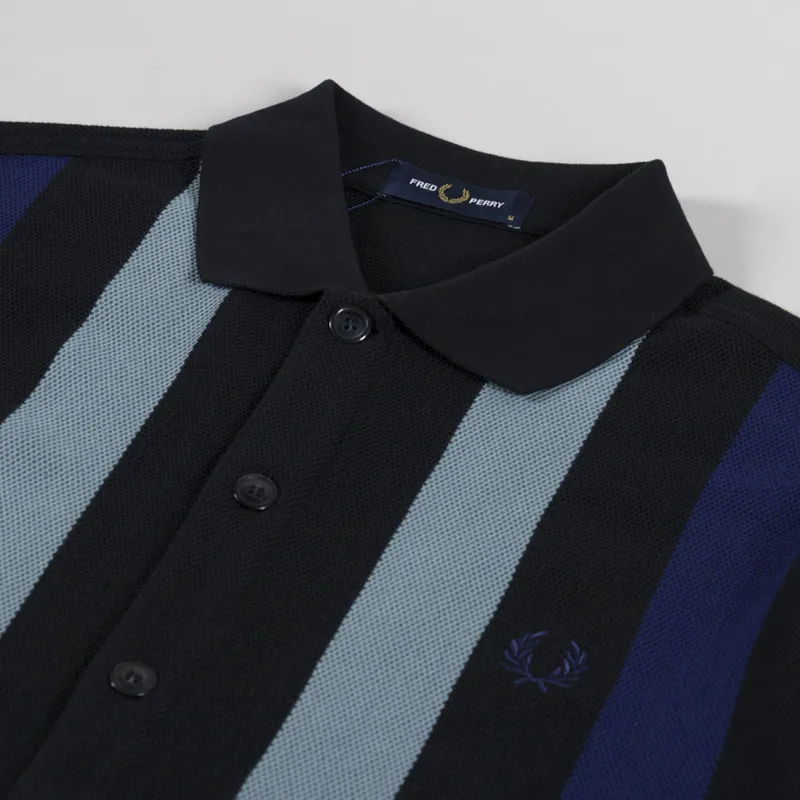 Fred Perry Vertical Stripe Polo Shirt Black-2