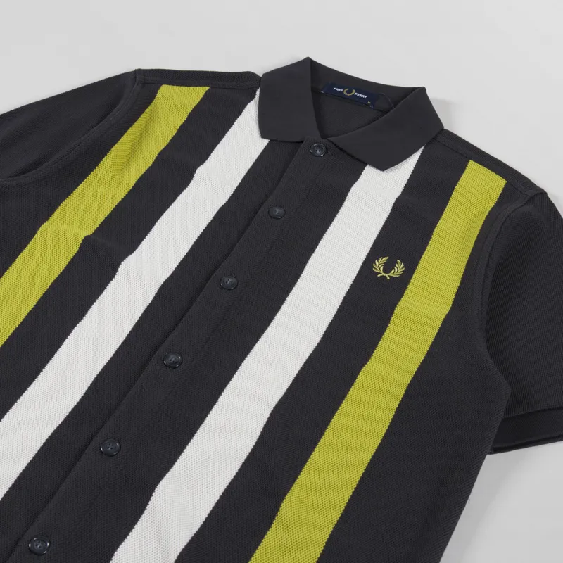Fred Perry Vertical Stripe Polo Shirt Anchor Grey-1