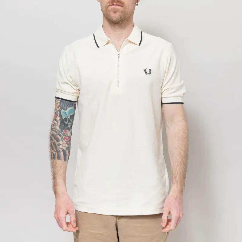 Fred Perry Crepe Pique Polo Shirt Ecru