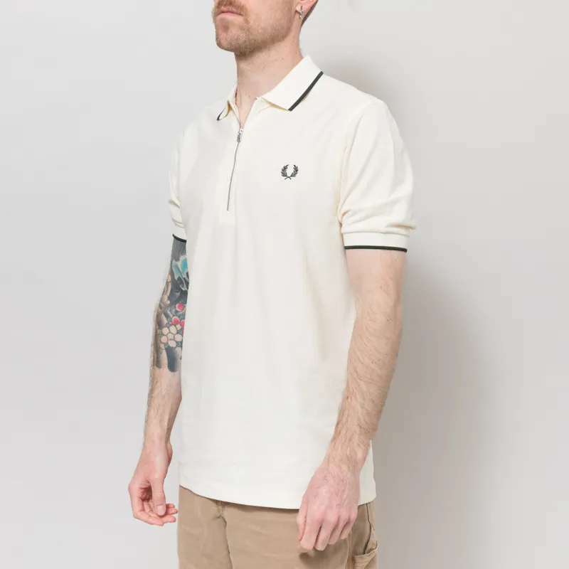 Fred Perry Crepe Pique Polo Shirt Ecru-1