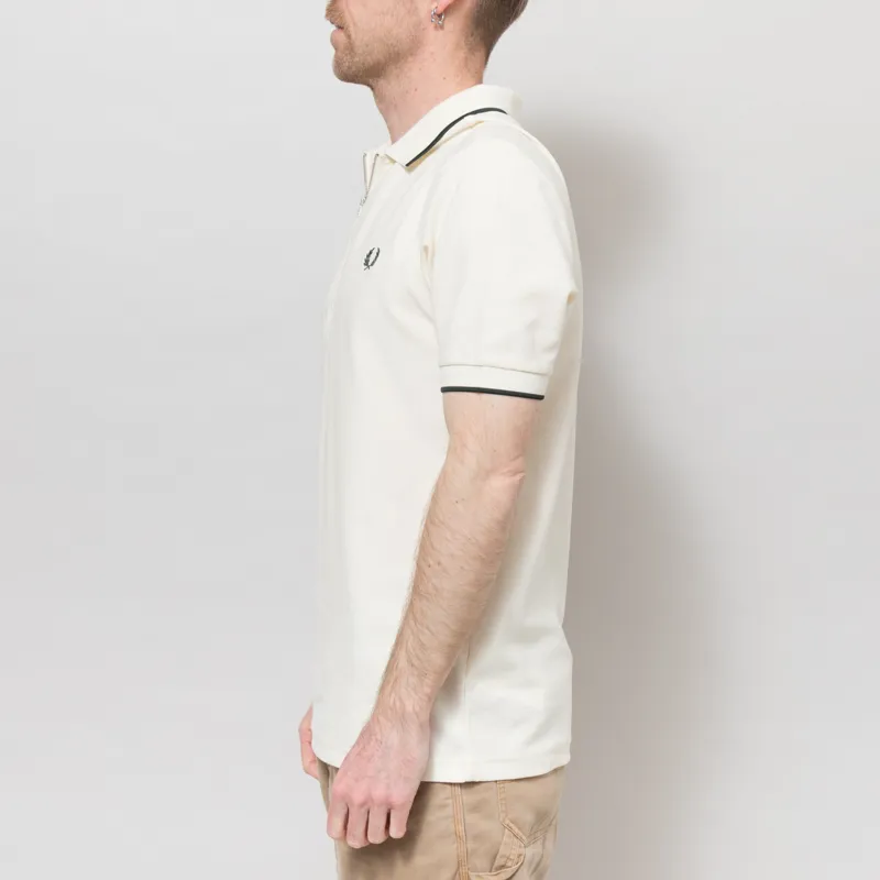 Fred Perry Crepe Pique Polo Shirt Ecru-2