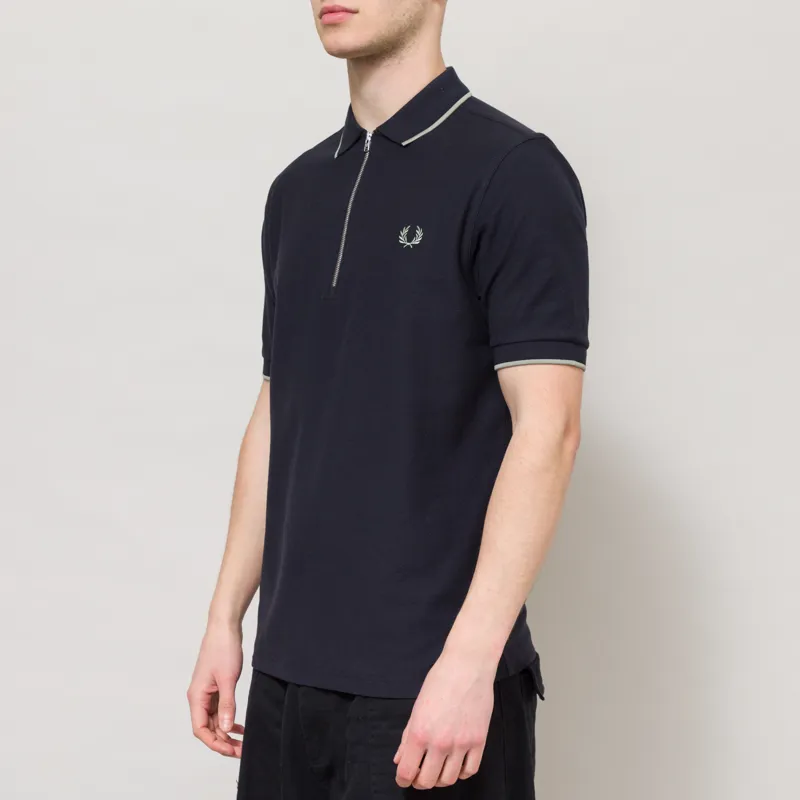Fred Perry Crepe Pique Polo Shirt Navy-1