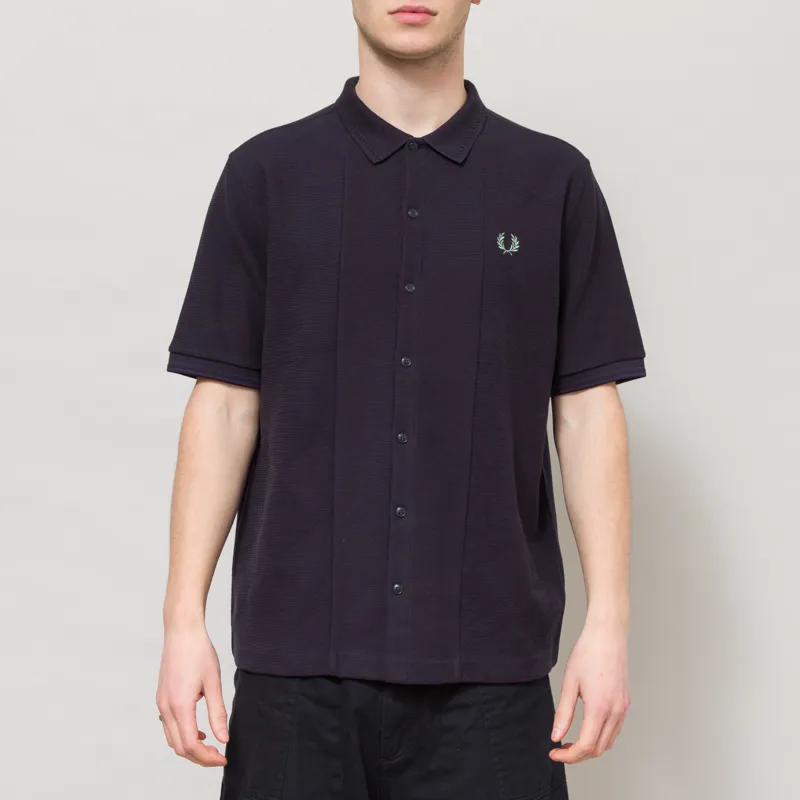 Fred Perry Button Through Jac Polo Shirt Navy