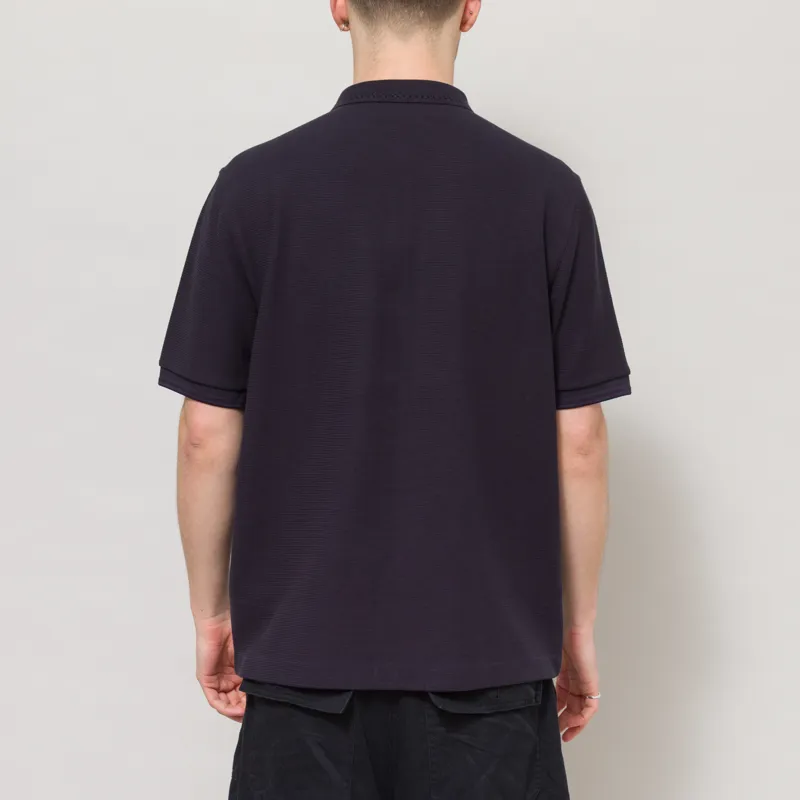 Fred Perry Button Through Jac Polo Shirt Navy-2