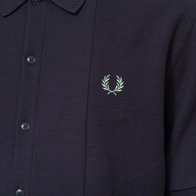 Fred Perry Button Through Jac Polo Shirt Navy-6
