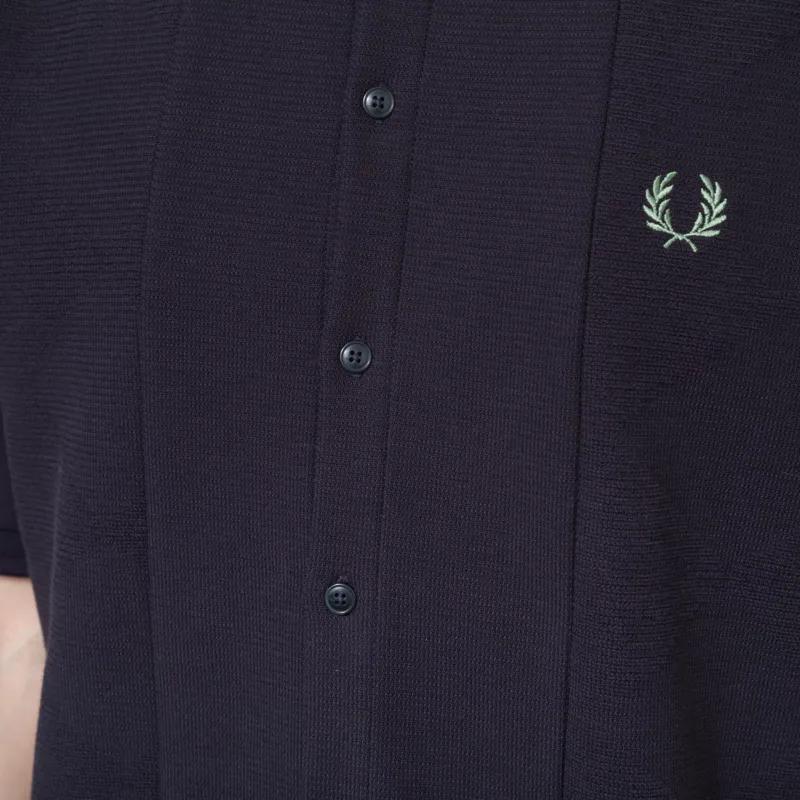 Fred Perry Button Through Jac Polo Shirt Navy-5