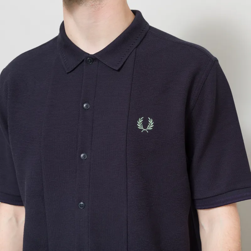 Fred Perry Button Through Jac Polo Shirt Navy-3