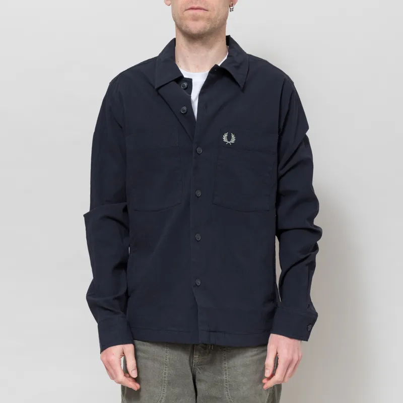 Fred Perry Seersucker Overshirt Navy