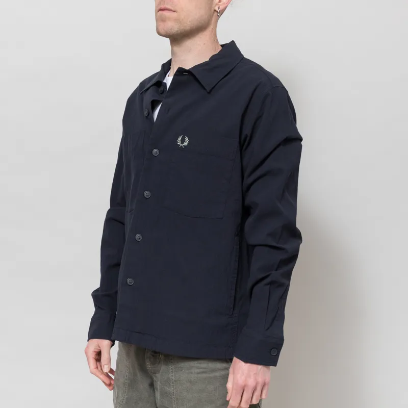 Fred Perry Seersucker Overshirt Navy-1