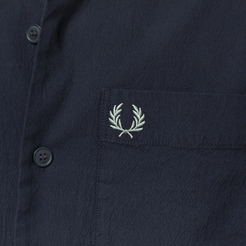 Fred Perry Seersucker Overshirt Navy-6