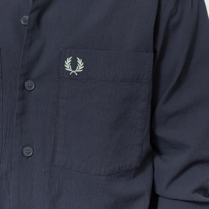 Fred Perry Seersucker Overshirt Navy-4