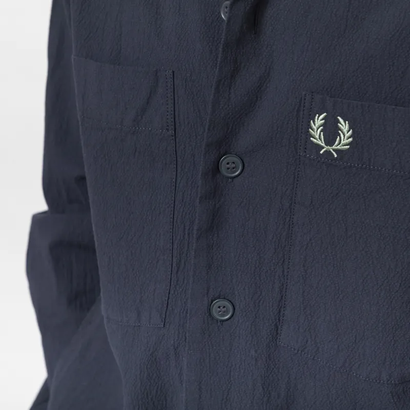Fred Perry Seersucker Overshirt Navy-5