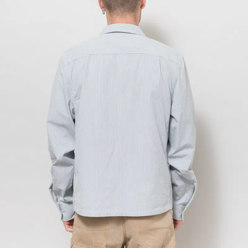 Fred Perry Striped Seersucker Zip Through Overshirt Blue White-3