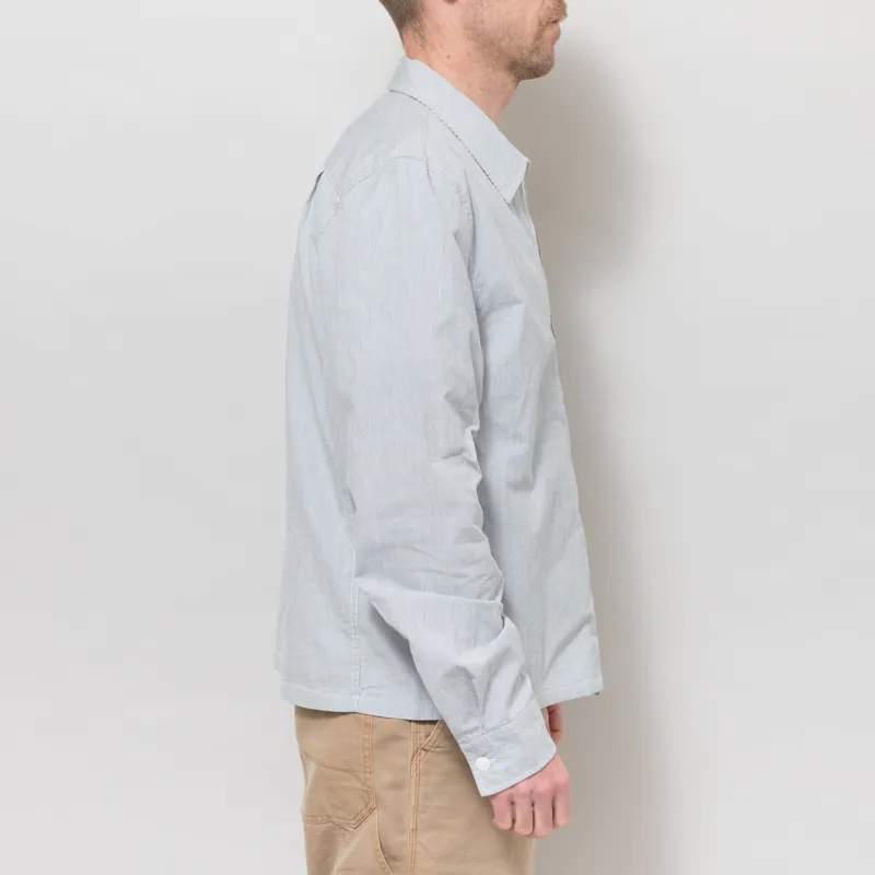 Fred Perry Striped Seersucker Zip Through Overshirt Blue White-4