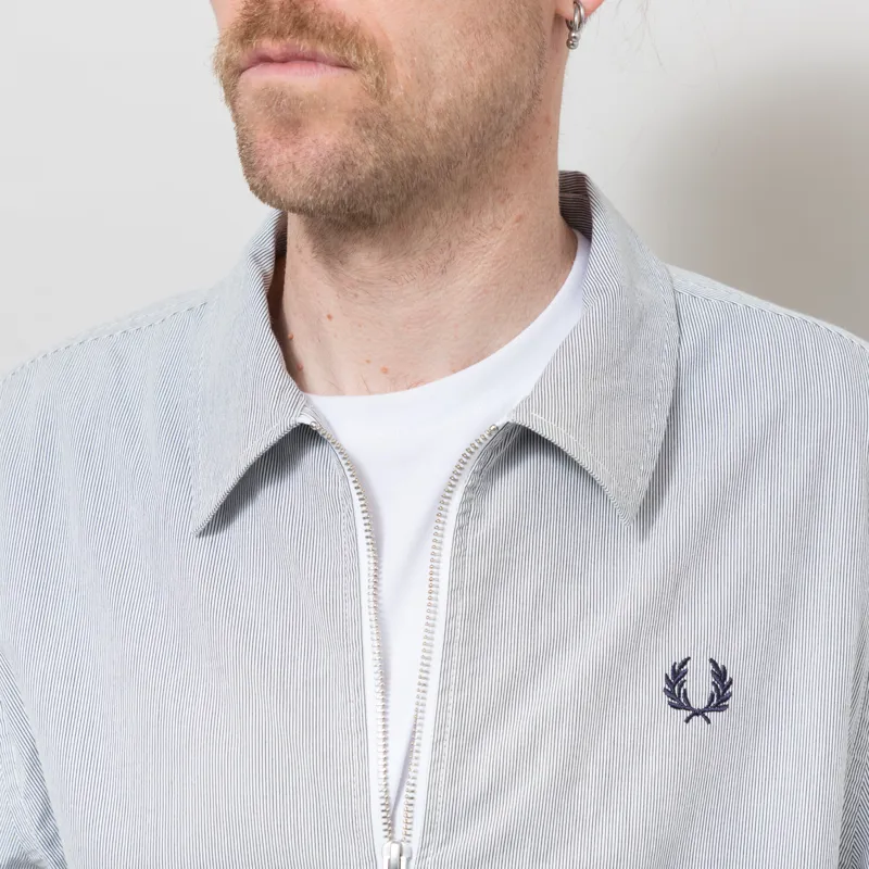 Fred Perry Striped Seersucker Zip Through Overshirt Blue White-5