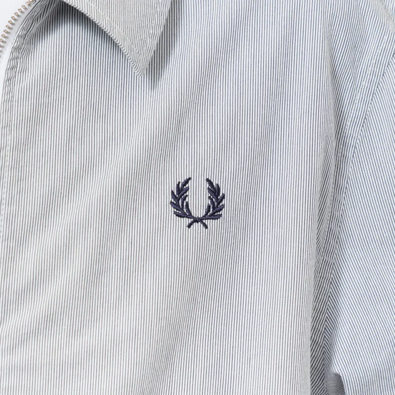 Fred Perry Striped Seersucker Zip Through Overshirt Blue White-6