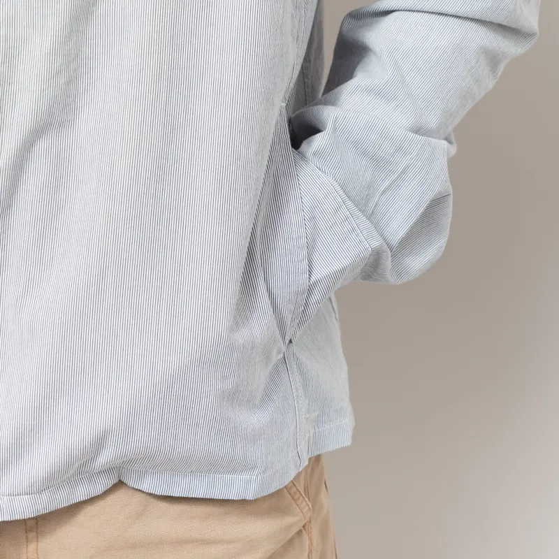 Fred Perry Striped Seersucker Zip Through Overshirt Blue White-10