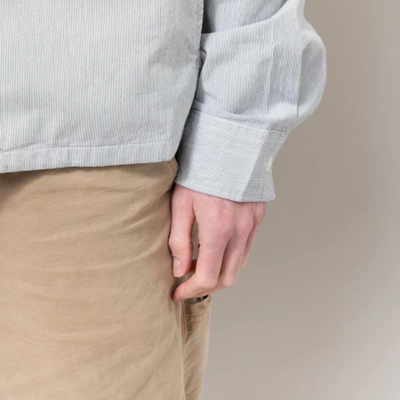 Fred Perry Striped Seersucker Zip Through Overshirt Blue White-9