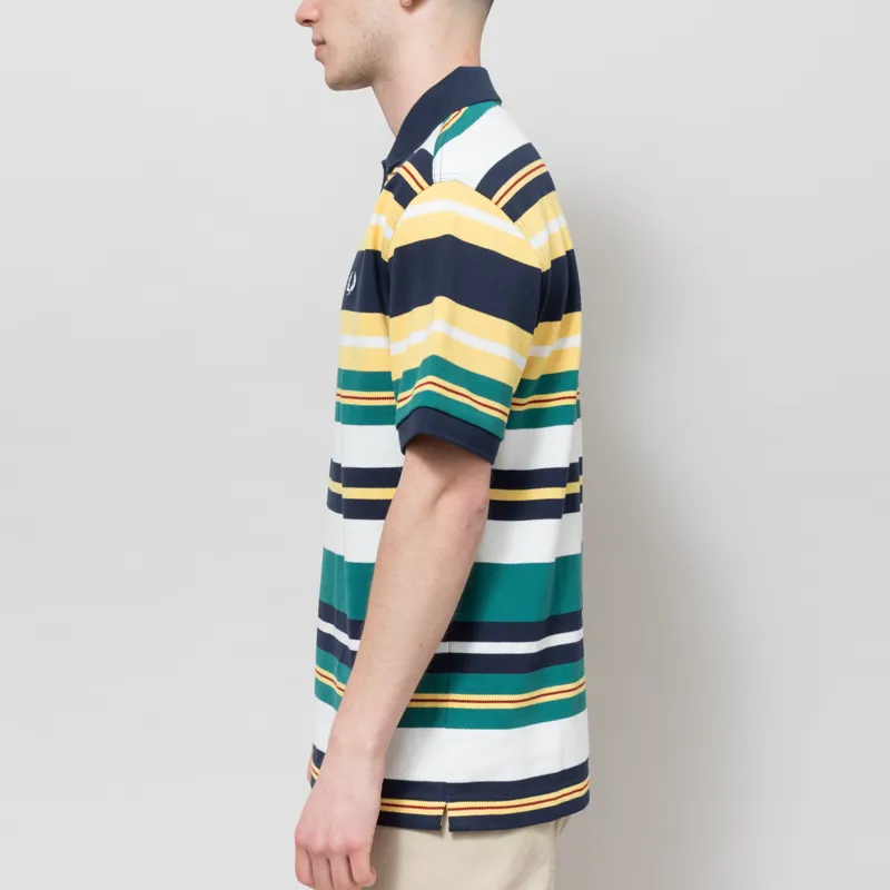 Fred Perry Striped Relaxed Polo Shirt Lemon Barley-2