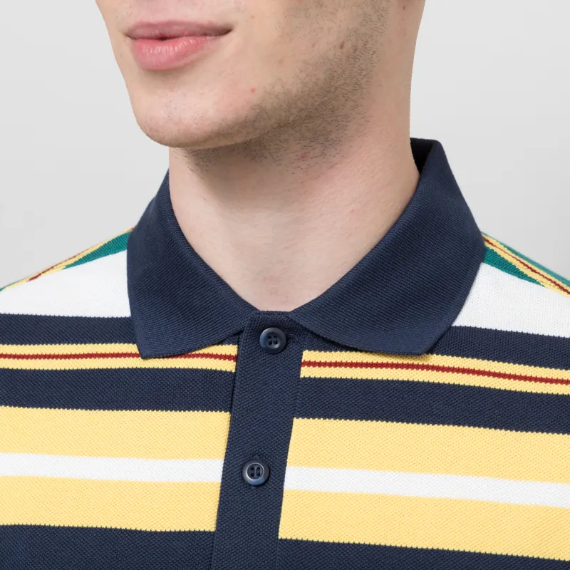 Fred Perry Striped Relaxed Polo Shirt Lemon Barley-8