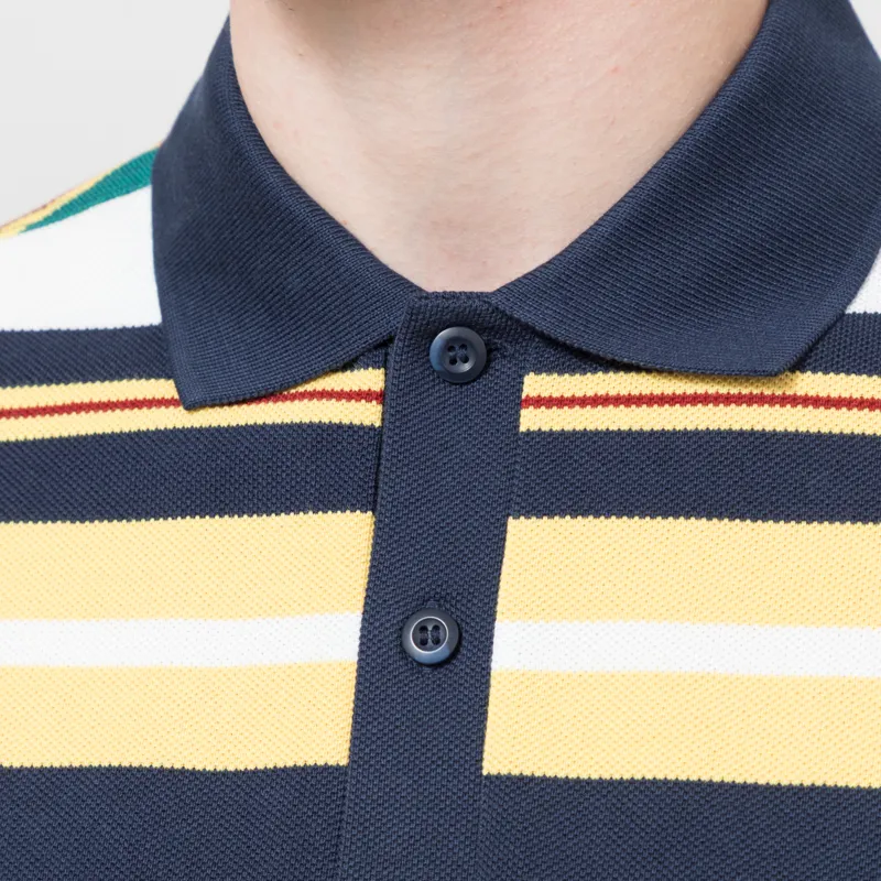 Fred Perry Striped Relaxed Polo Shirt Lemon Barley-7