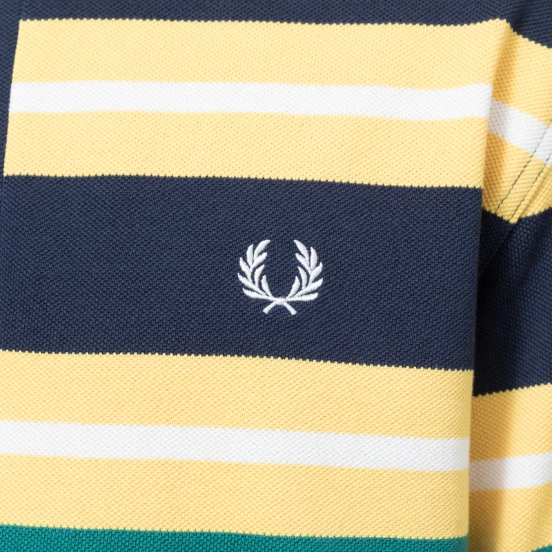 Fred Perry Striped Relaxed Polo Shirt Lemon Barley-6