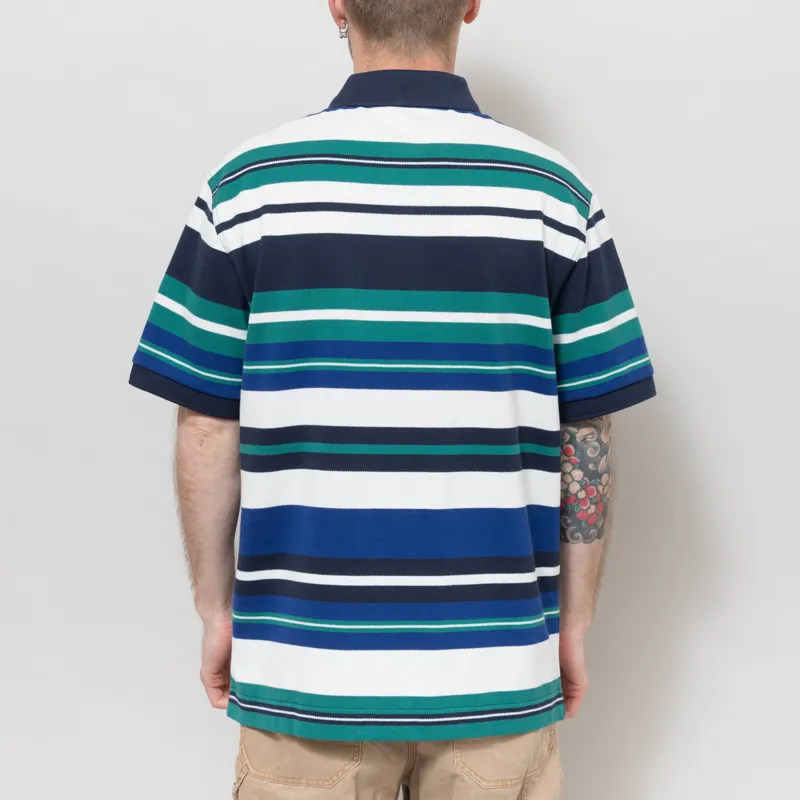 Fred Perry Striped Relaxed Polo Shirt Deep Mint-3