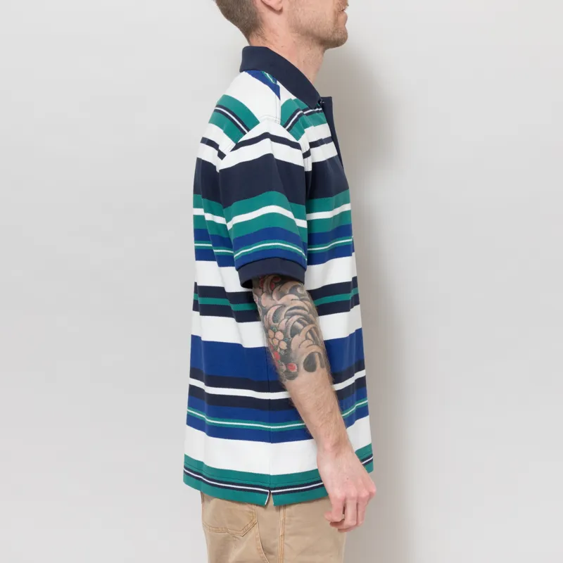 Fred Perry Striped Relaxed Polo Shirt Deep Mint-4