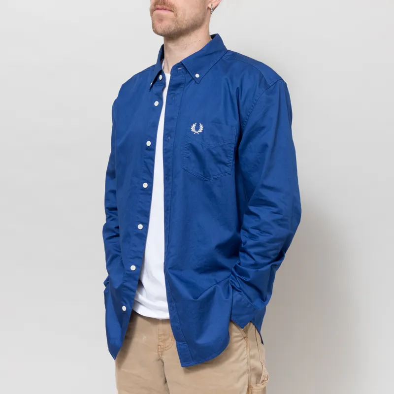 Fred Perry Relaxed Washed Twill Shirt Soho Eclipse-1