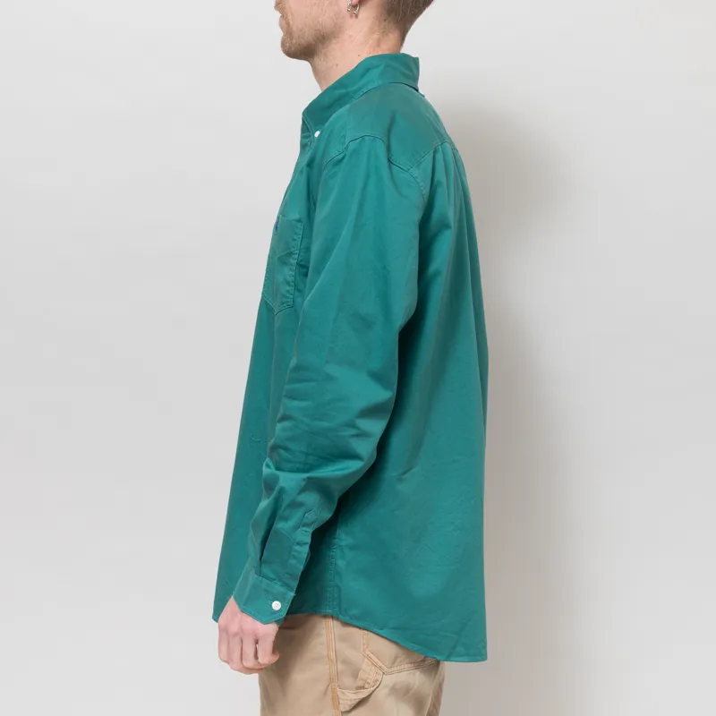 Fred Perry Relaxed Washed Twill Shirt Deep Mint-2