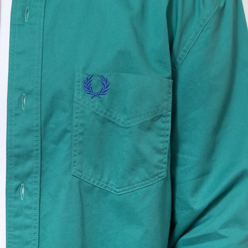 Fred Perry Relaxed Washed Twill Shirt Deep Mint-7